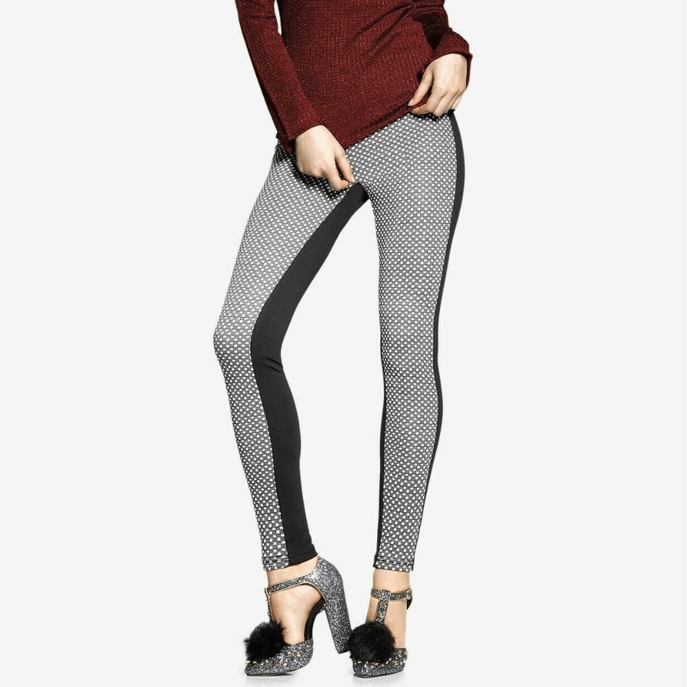 (NWT) Hue Women's Black Metallic Check Ponte Stretch Legging Sizes XS/M/L/XL - Picture 1 of 10